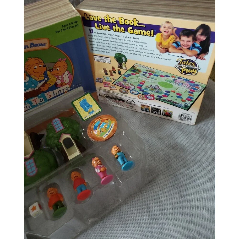 THE BERENSTAIN BEARS LEARN TO SHARE BOARD GAME With 6 BERENSTAIN BEARS BOOKS LOT